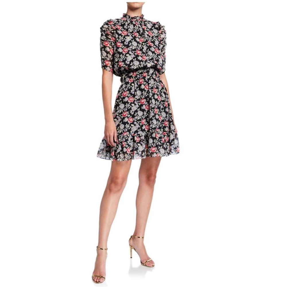 Shoshanna Joelle black floral mini dress